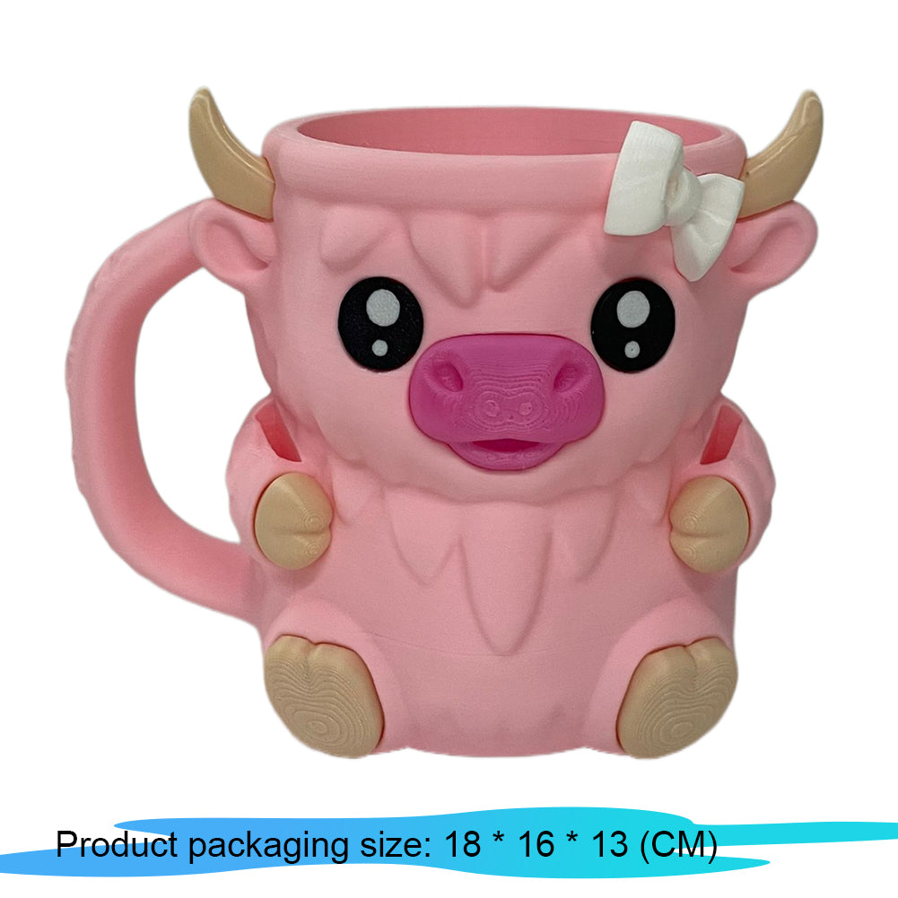 3D Printed Highland Cow Ice Pint Holder Dessert Cup