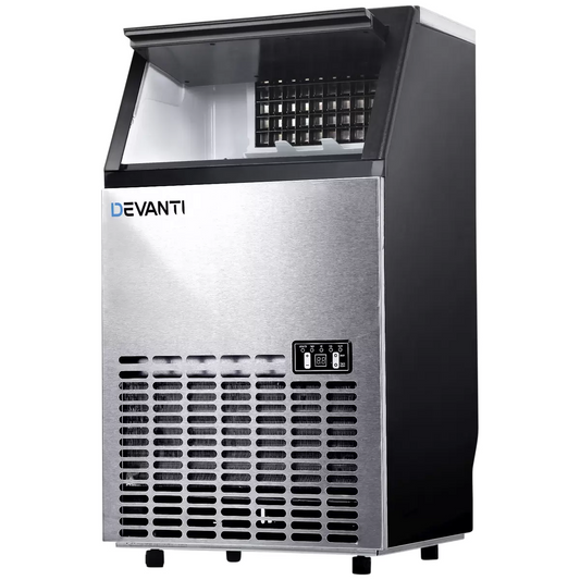 Devanti Stainless Steel Commercial Ice Maker 60kg Ice Machine LED Control