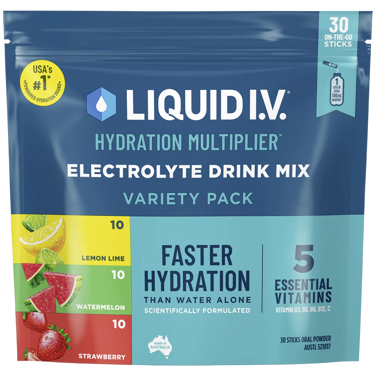Liquid I.V. Hydration Multiplier Variety Pack 30 Sachets Electrolyte Drink
