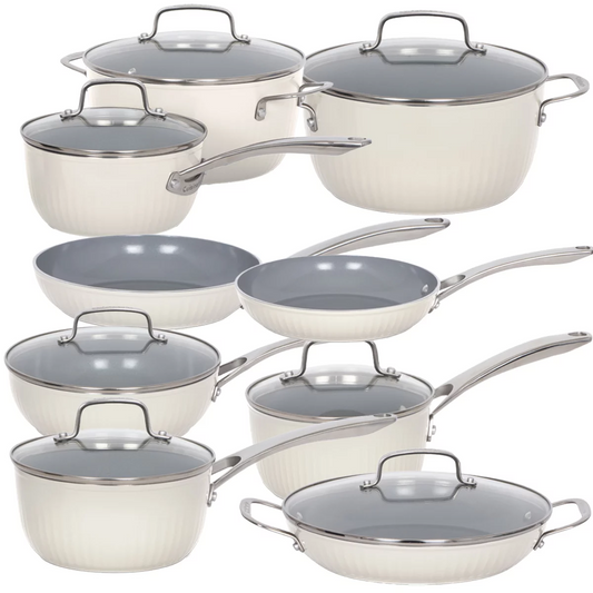 Cuisinart Non Stick Cookware 12 Piece Set White Induction Dishwasher Safe