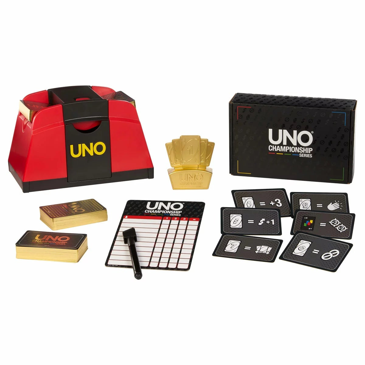 UNO Championship Tournament Set Bundle with Automatic Card Shuffler 224 Cards