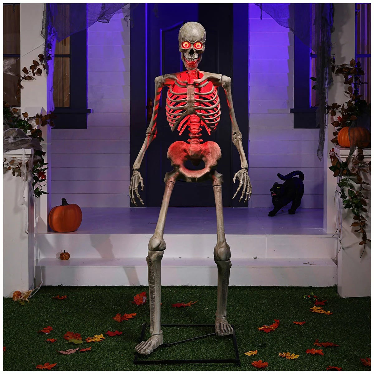 1.8M Animated Skeleton Greeter Halloween Decor Animatronic Prop Motion Sound LED