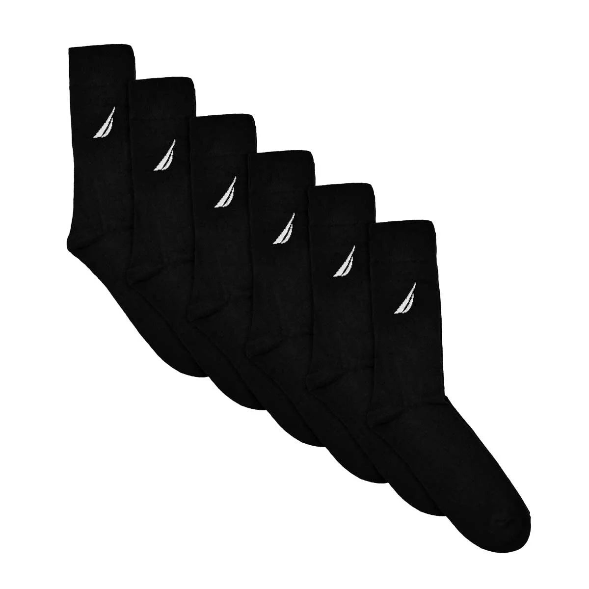 Nautica Mens Dress Socks 6 Pair Pack Black US Shoe Size 7-12 Business Formal