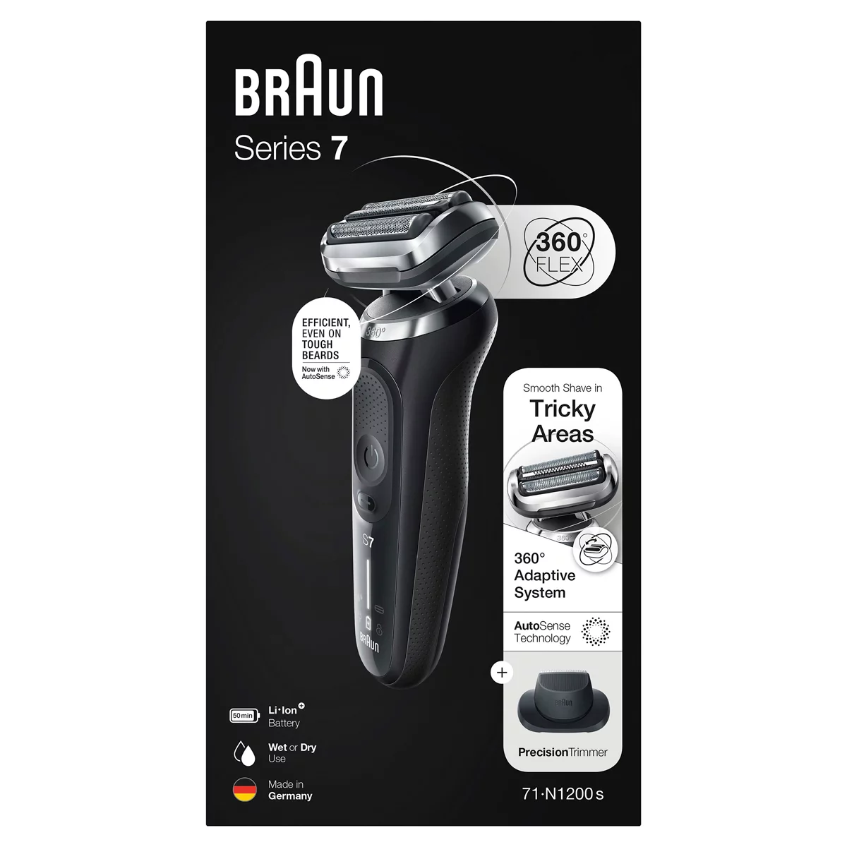 Braun Series 7 Wet & Dry Shaver with Precision Trimmer 71-N1200S-OH Waterproof
