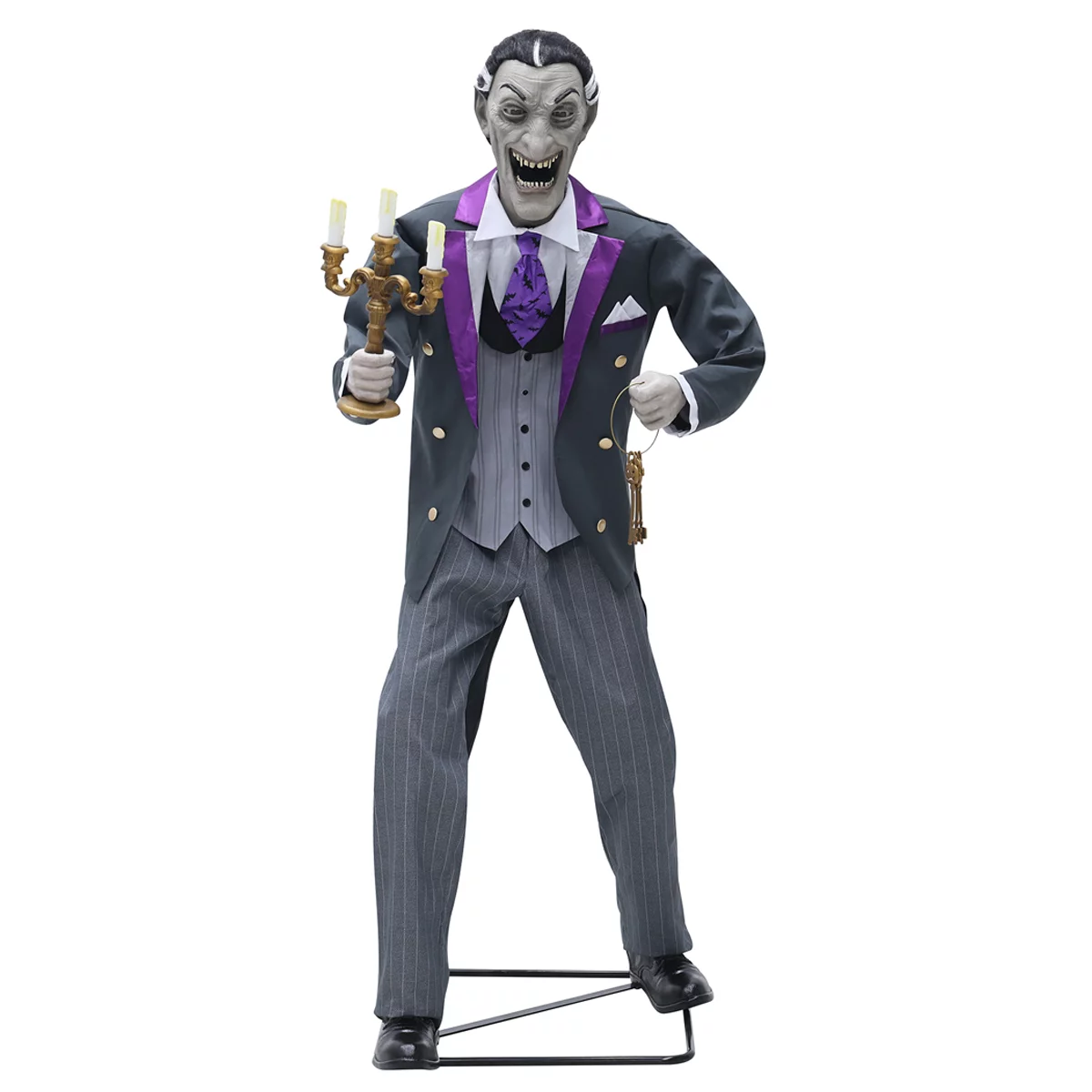Animated Halloween Vampire Butler 188.8cm LED Eyes Sound Motion Sensor Decor