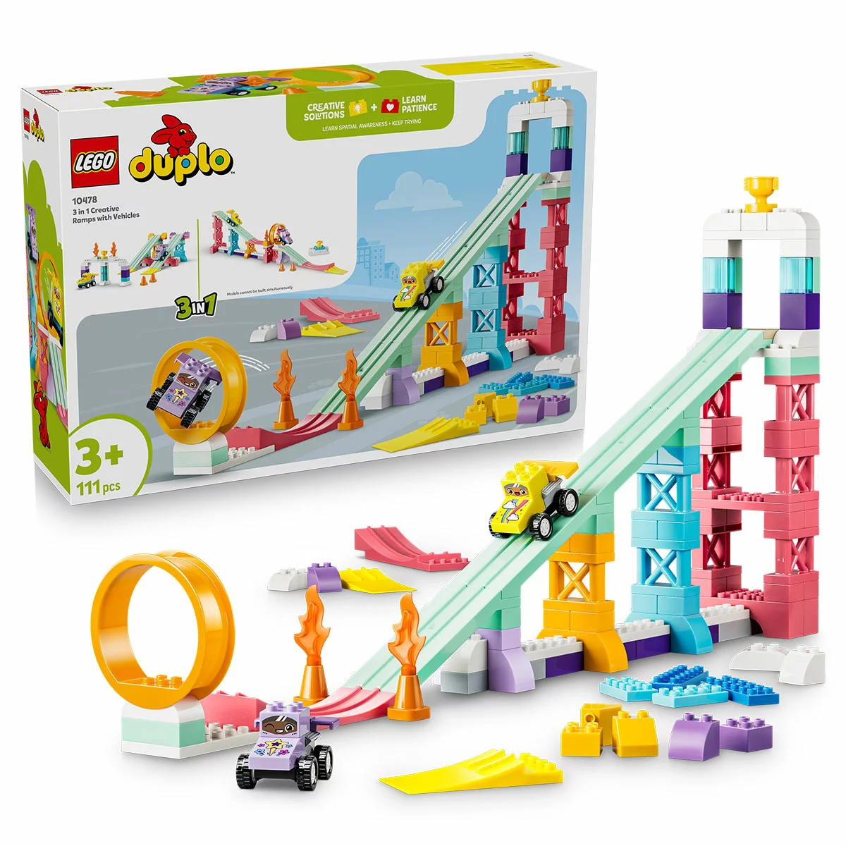 LEGO DUPLO Town 3 In 1 Creative Ramps with Vehicles 10478 111 Pieces