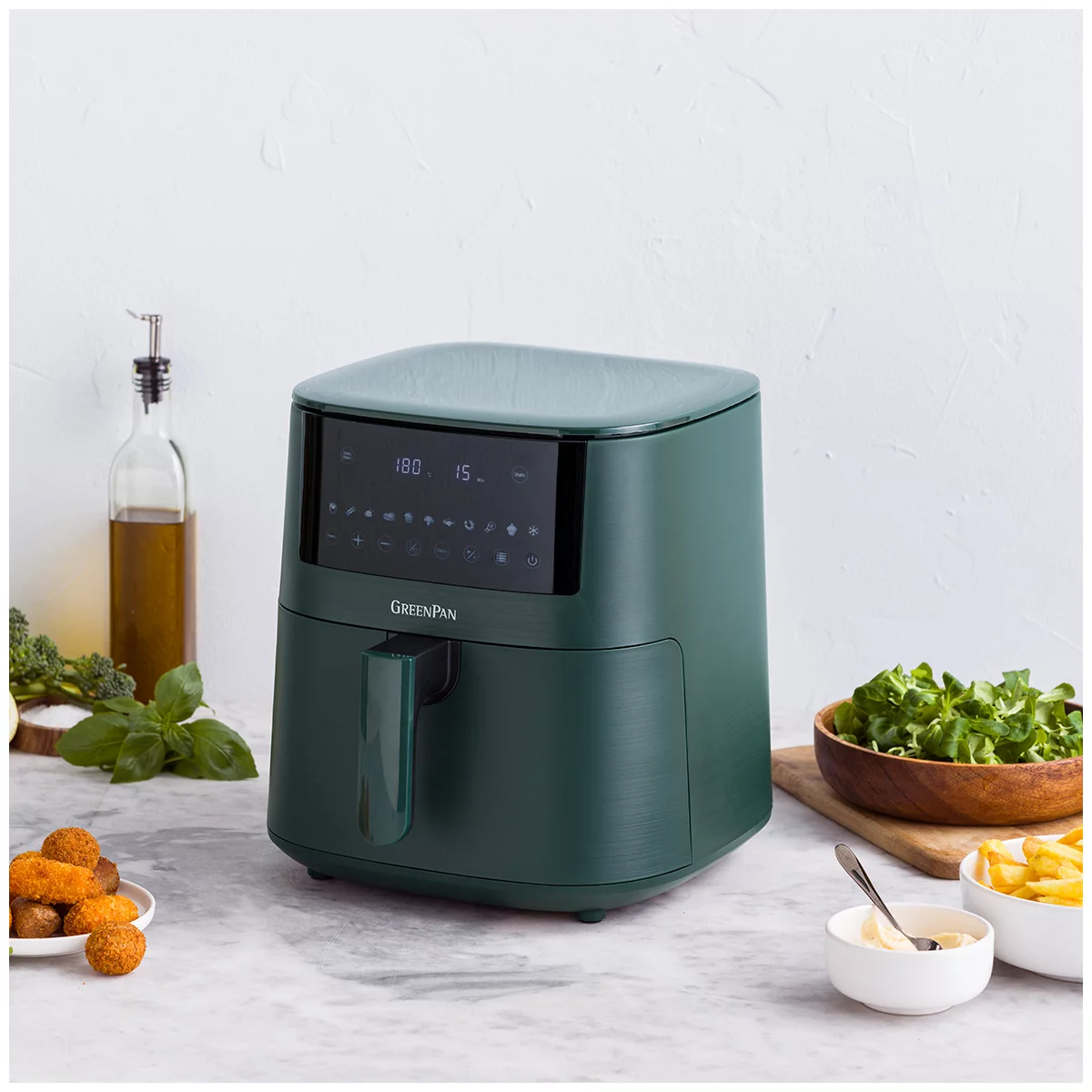 GreenPan Bistro XL Air Fryer 7.2L Single Basket Airfryer - Pine Green Free Shipping