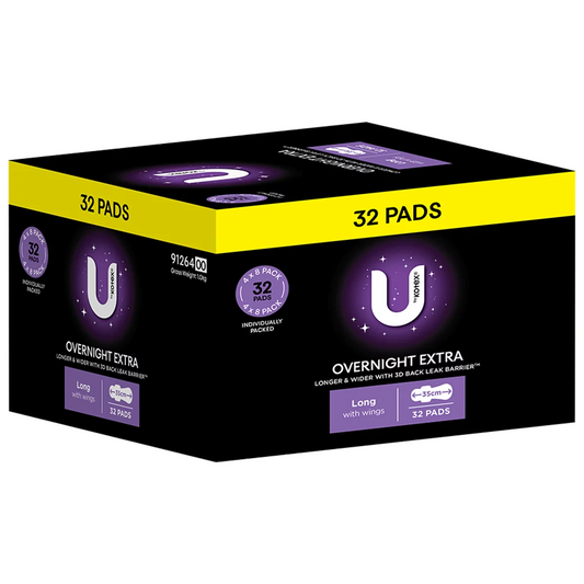 U By Kotex Maxi Overnight Long Pads 32 Pack Heavy Flow Overnight Protection