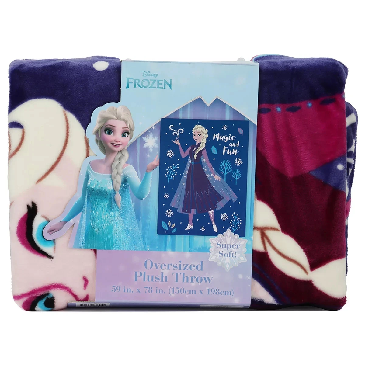 Disney Frozen Oversized Plush Throw Blanket 150x198cm Ultra Soft Elsa Anna