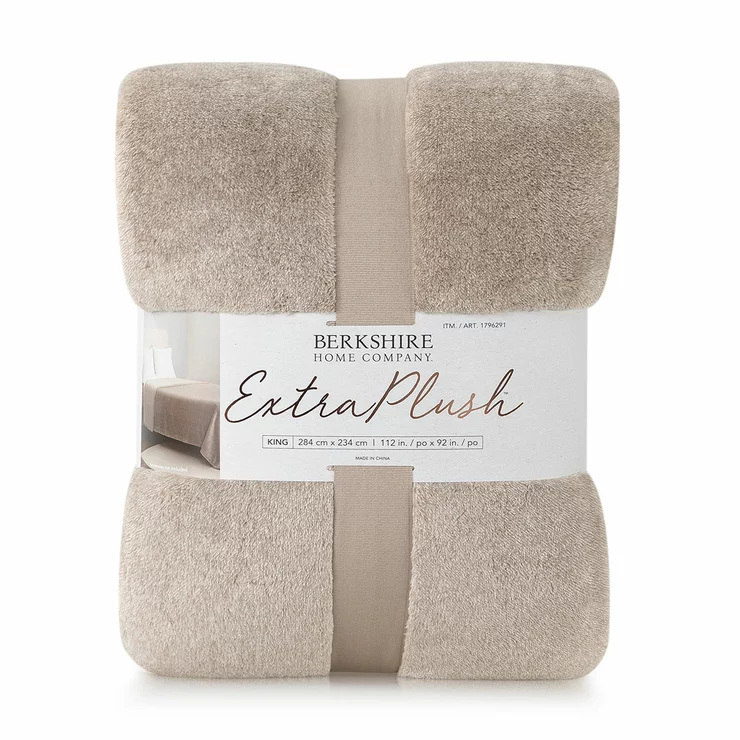 Berkshire Heathered Plush Blanket King Linen284 x 234cm Ultra Soft Luxury Fleece