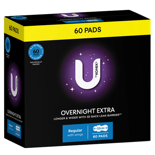 U By Kotex Overnight Extra Pads With Wings 60 Pack Heavy Flow Protection