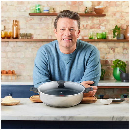 Jamie Oliver by Tefal Family Pan Stainless Steel 30cm Non-Stick Induction W/ Lid