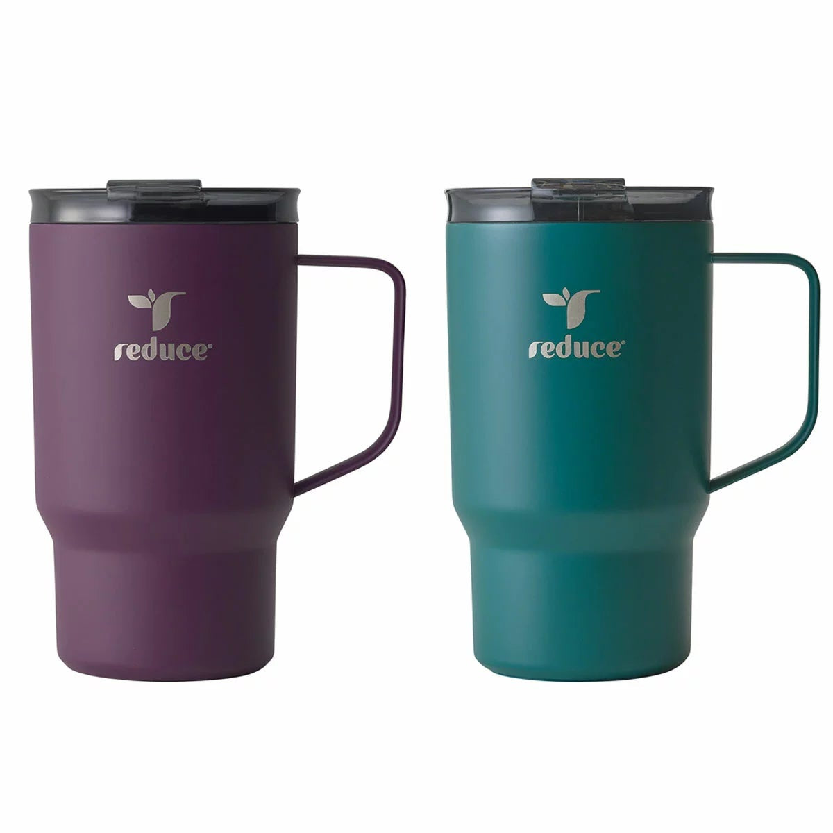 Reduce HOT1 Travel Mug Set 530ml 2 Pack Teal Plum Insulated Coffee Cups W/ Lids