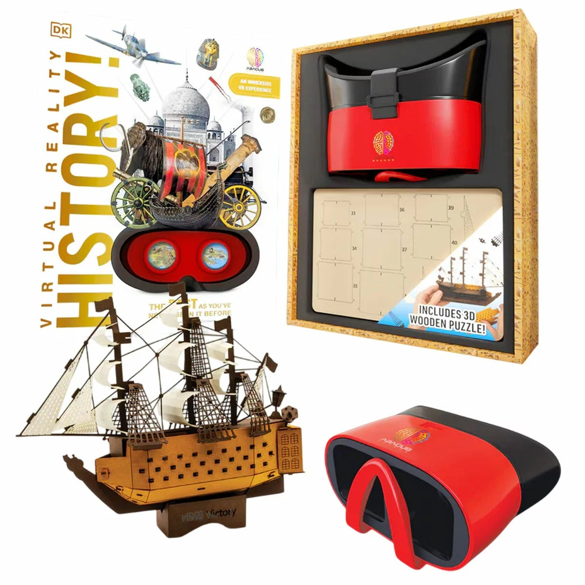Abacus Virtual Reality History Gift Set DK Book VR Goggles 3D Puzzle