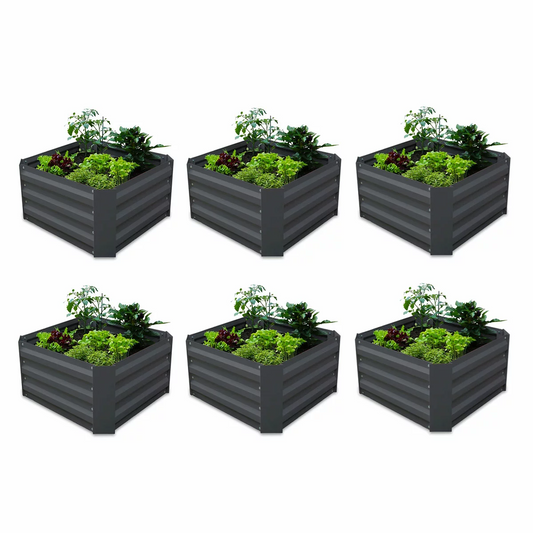 Greenlife Modular Garden Bed 6 Pack 600x600x300mm Raised Planter Box Charcoal