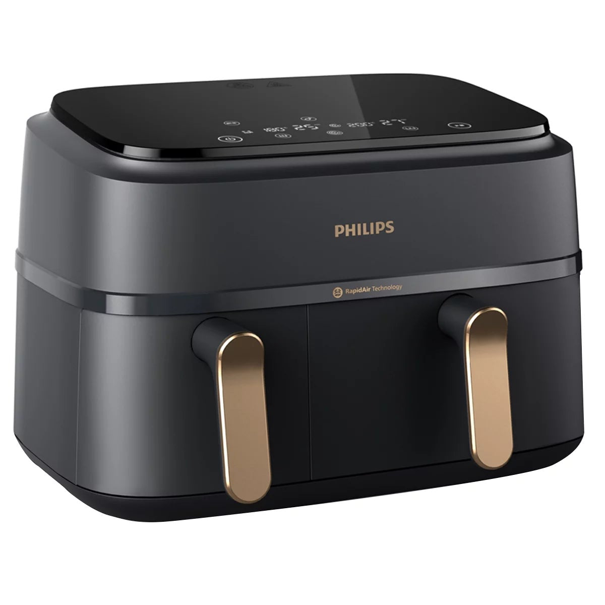 Philips 9L Dual Basket Air Fryer XXL NA352/00 Rapid Air Plus 8 Presets Black