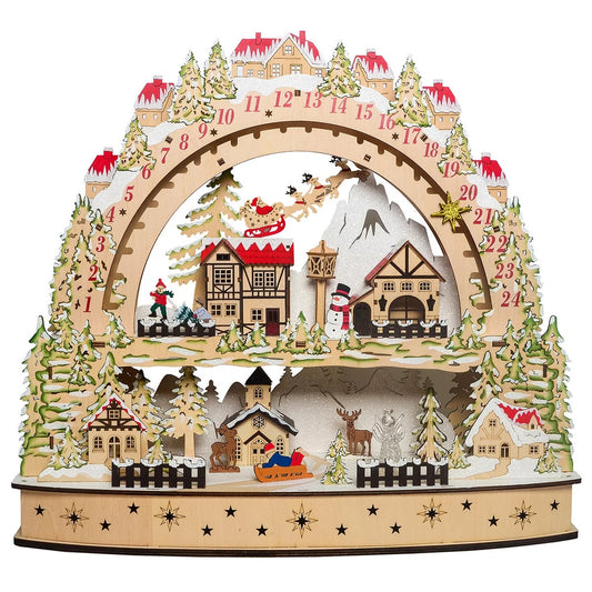 Wooden LED Advent Christmas Calendar 50cm Light Up Countdown Decor