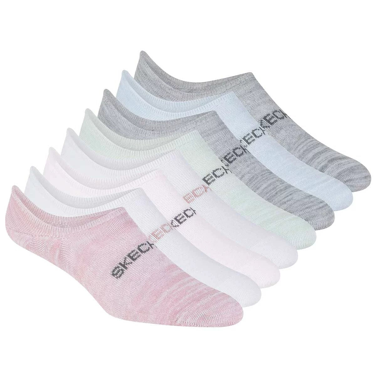Skechers Womens No Show Socks 8 Pack Multi Colour Low Cut Casual Socks