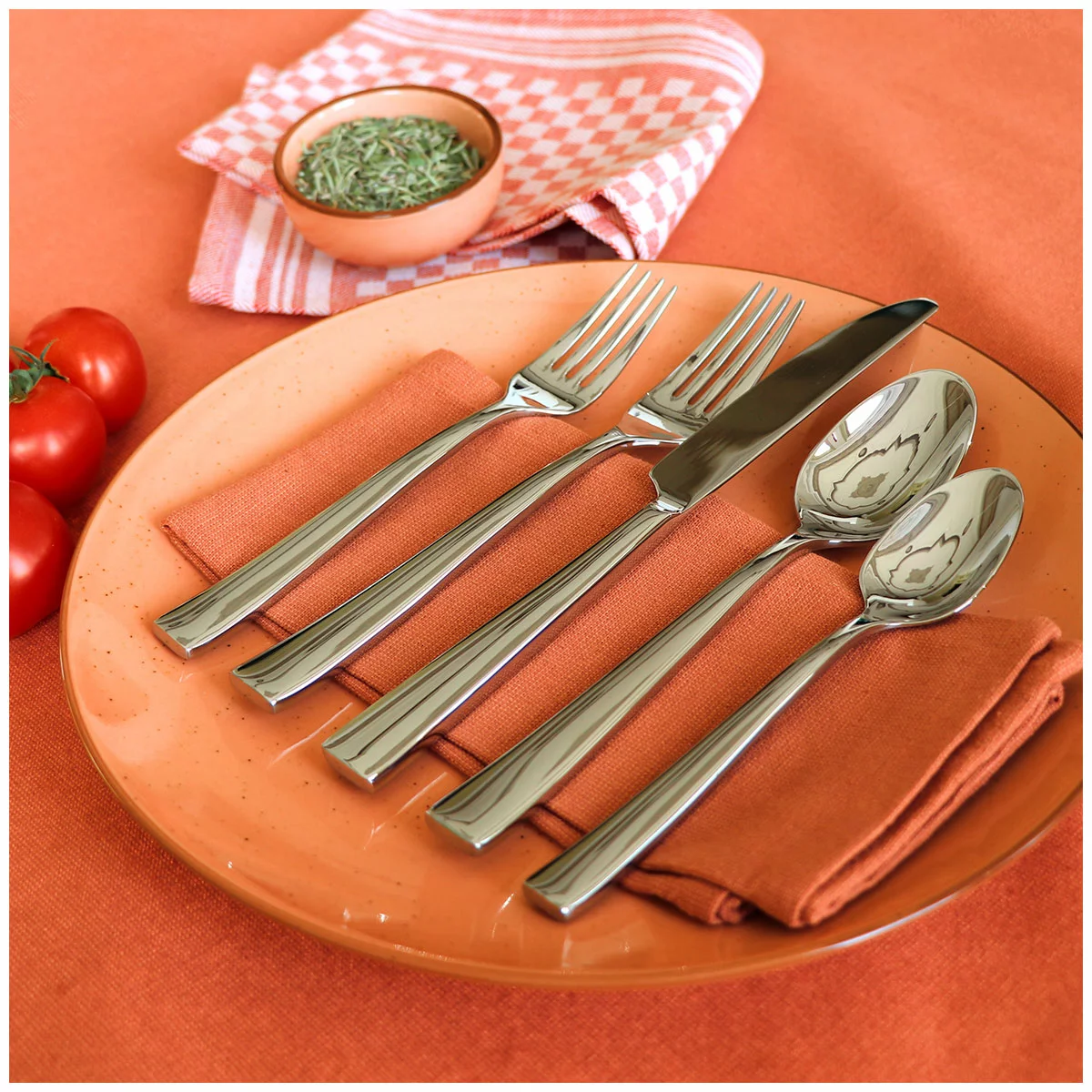 Gourmet Settings Mode 20 Piece Flatware Set Stainless Steel Dishwasher Safe