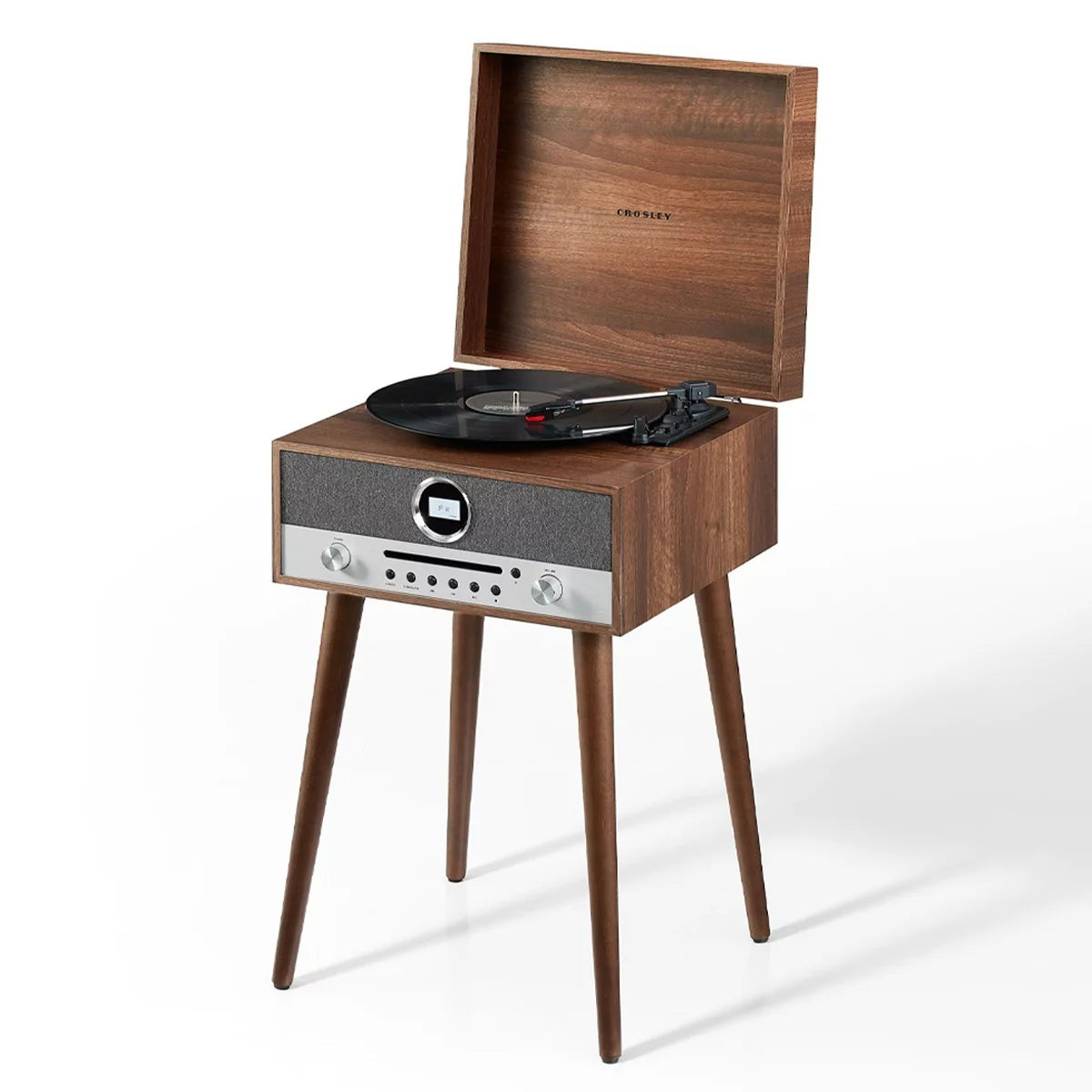 Crosley Nash 7-in-1 Vinyl Record Player Walnut Bluetooth CD Radio