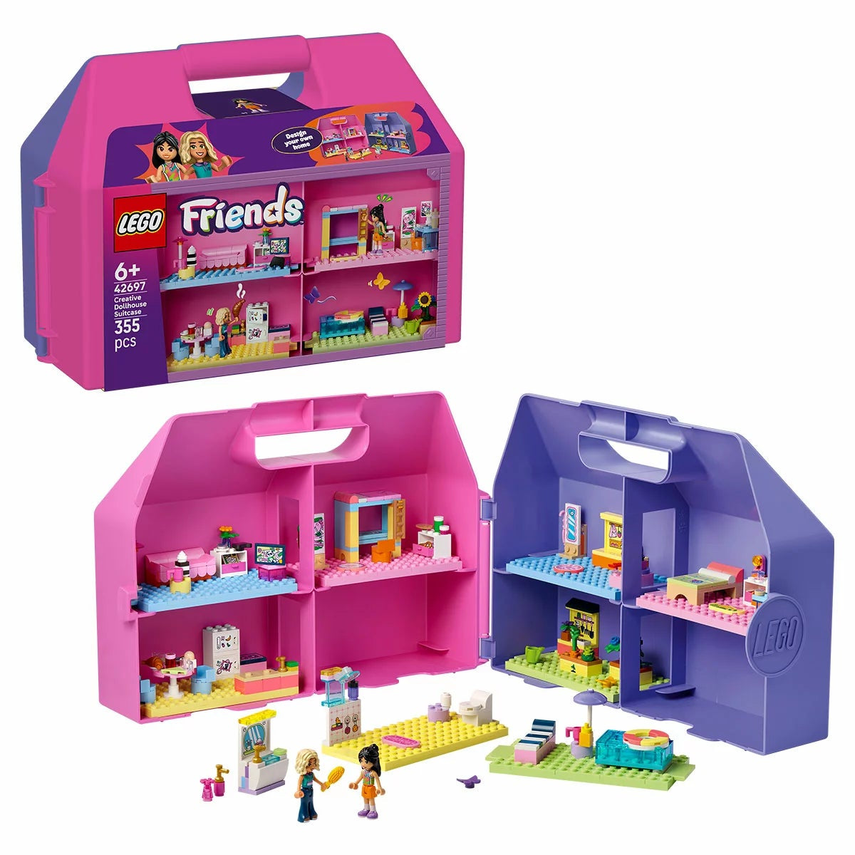 LEGO Friends Dollhouse Suitcase 42697 Portable 8 Room Building Set 355 Pcs 6+Age