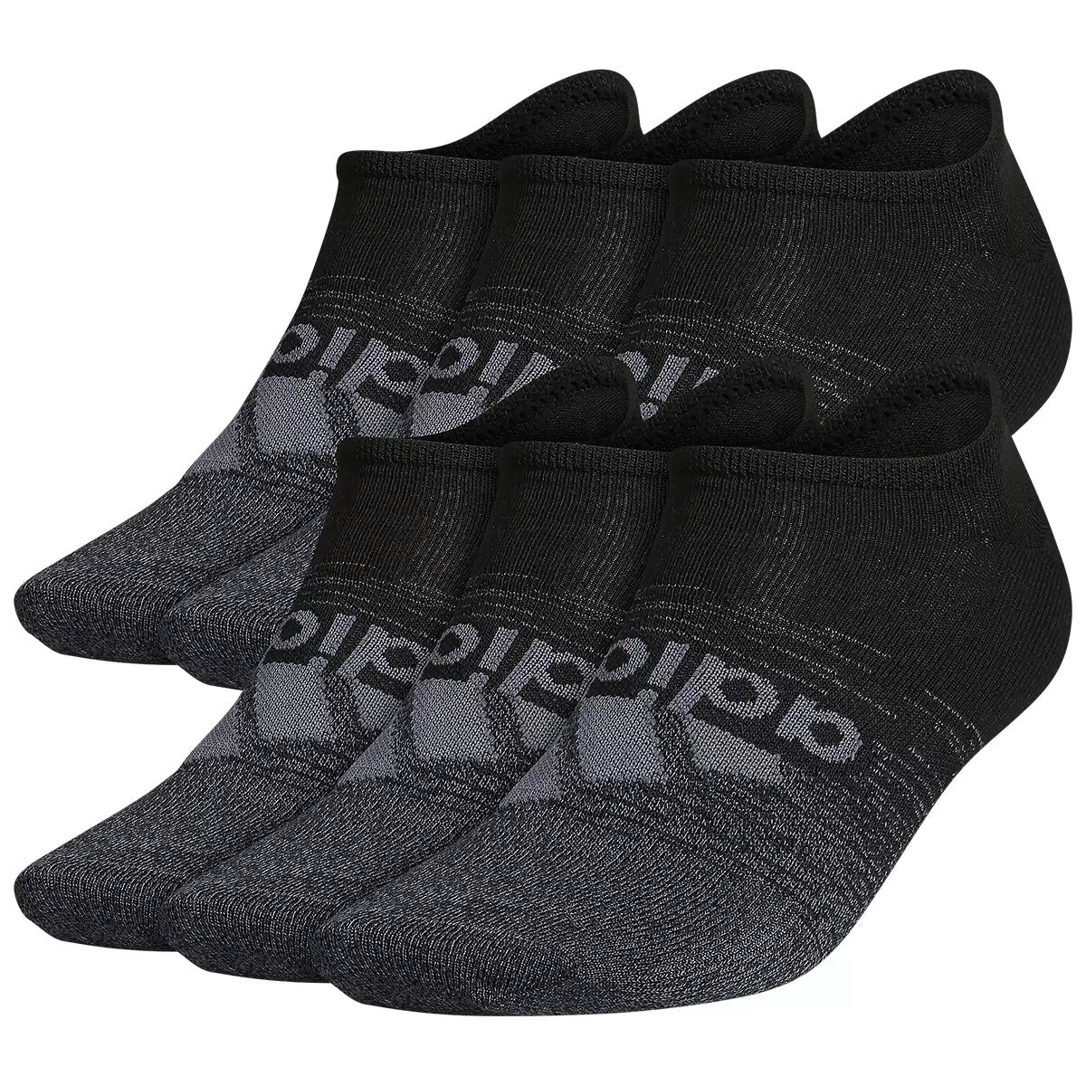 Adidas Womens No Show Socks Black 6 Pair Pack x 2 Packs Low Cut Sports Socks 12