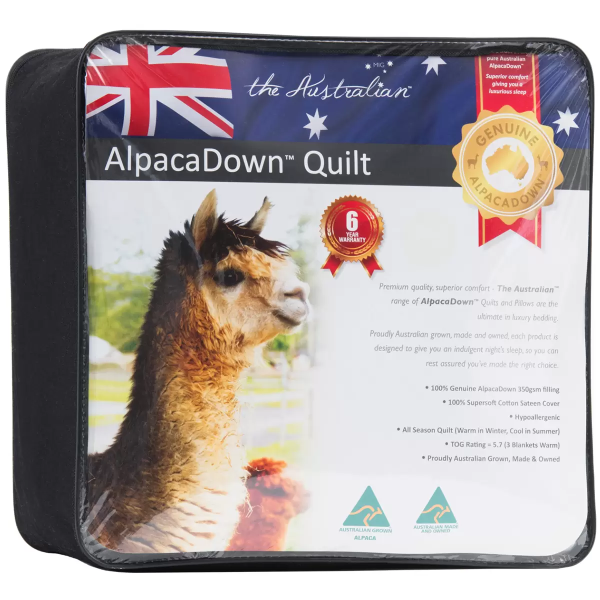 The Australian AlpacaDown Quilt Double 100AD350D All Seasons Made Australia