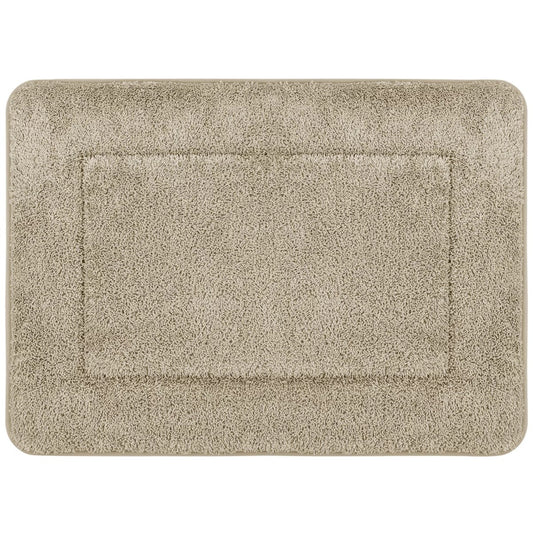 French Connection Memory Foam Bath Mats 2 Pack Beige Bathroom Rugs Soft Plush
