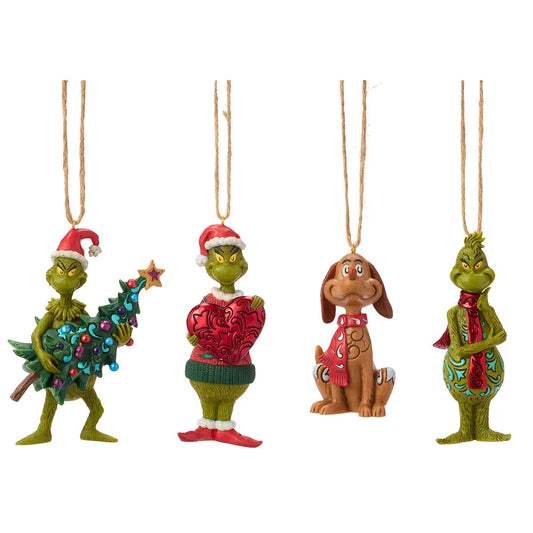 Grinch Christmas Ornaments 4 Piece Jim Shore Hand Painted Holiday Set
