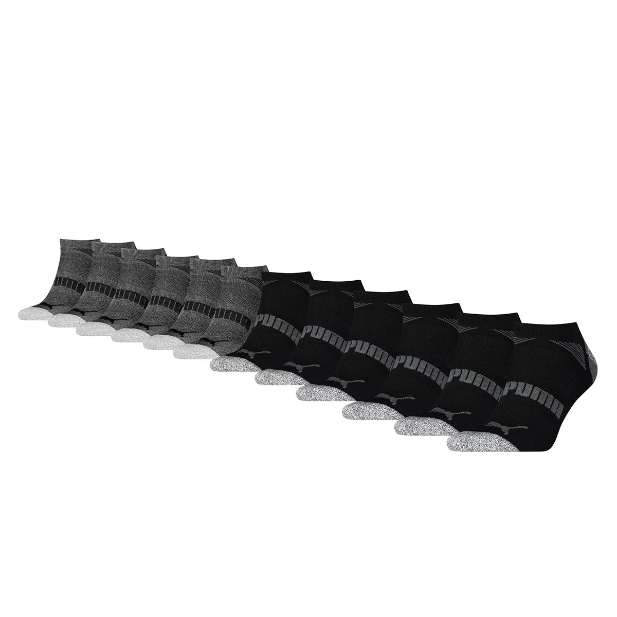 PUMA Mens No Show Socks Black Grey 12 Pair Pack x 2 Packs US 13-15 24 Pairs