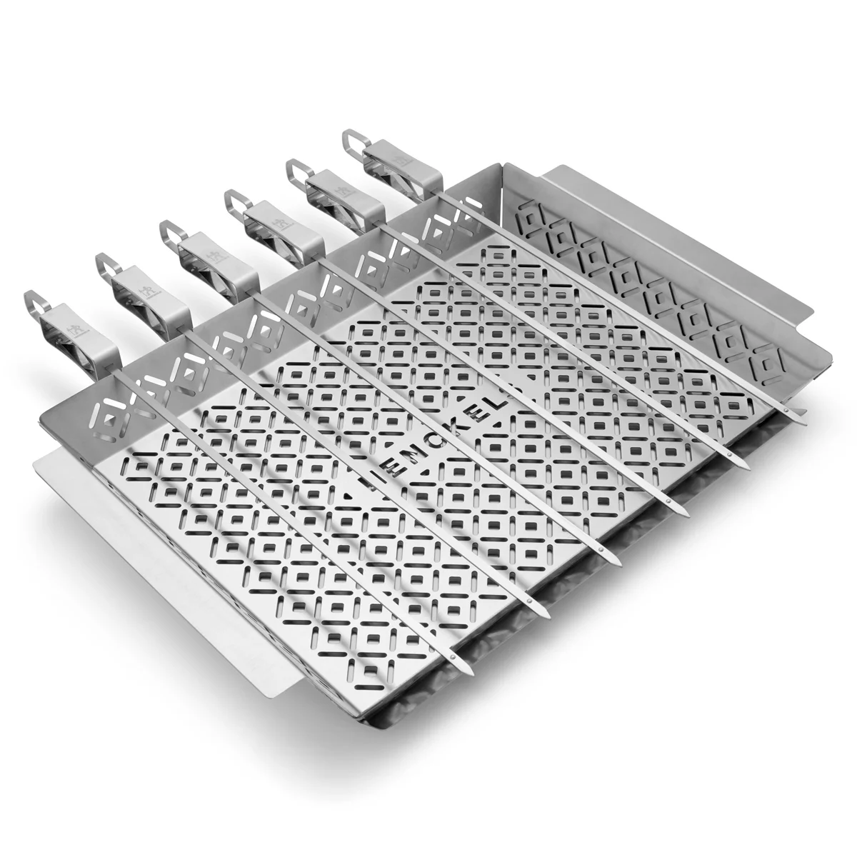 Henckels 8 Piece BBQ Grill Tool Set Tray Basket Skewers Stainless Steel