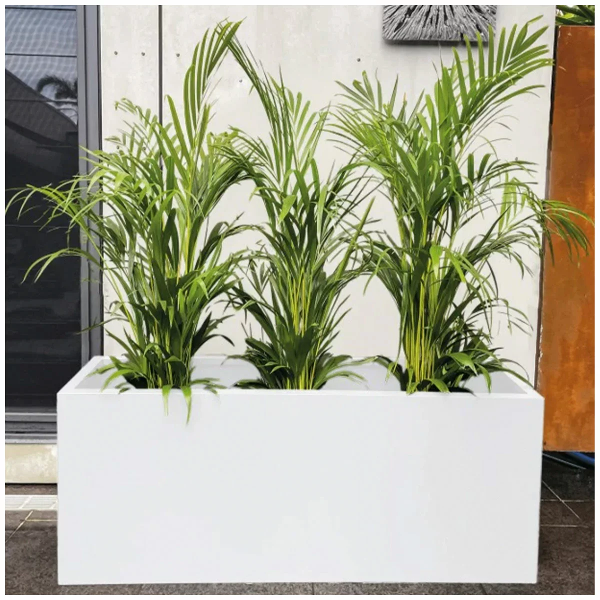Greenlife Designer Planter Box 1200x400x500mm White Metal Garden Raised Bed Pot