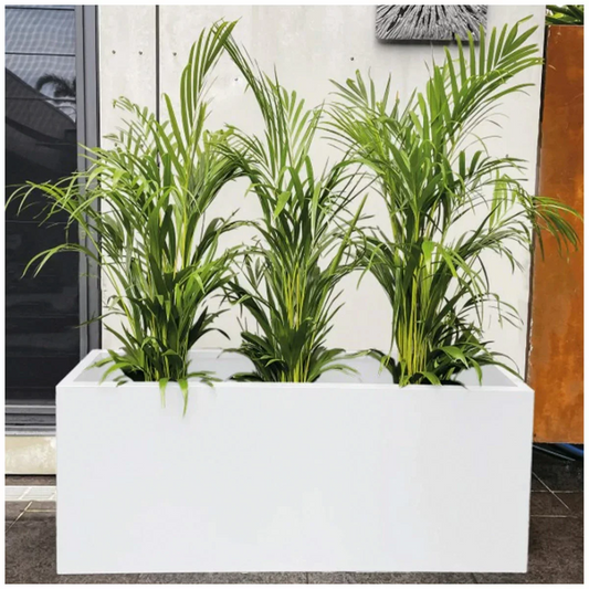 Greenlife Designer Planter Box 1200x400x500mm White Metal Garden Raised Bed Pot