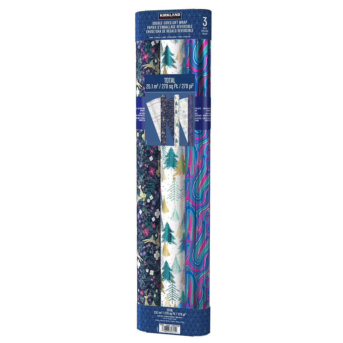 Kirkland Premium Christmas Gift Wrapping Paper 6 Rolls Double Sided 69cm x 12m