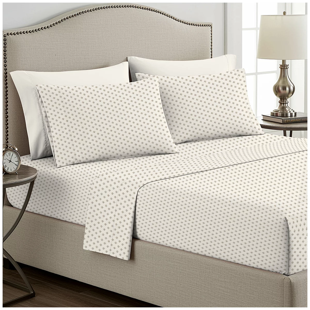 Boutique Living Queen Flannel Sheet Set 4 PC 100% Cotton UttraRev Dot Bed Sheet