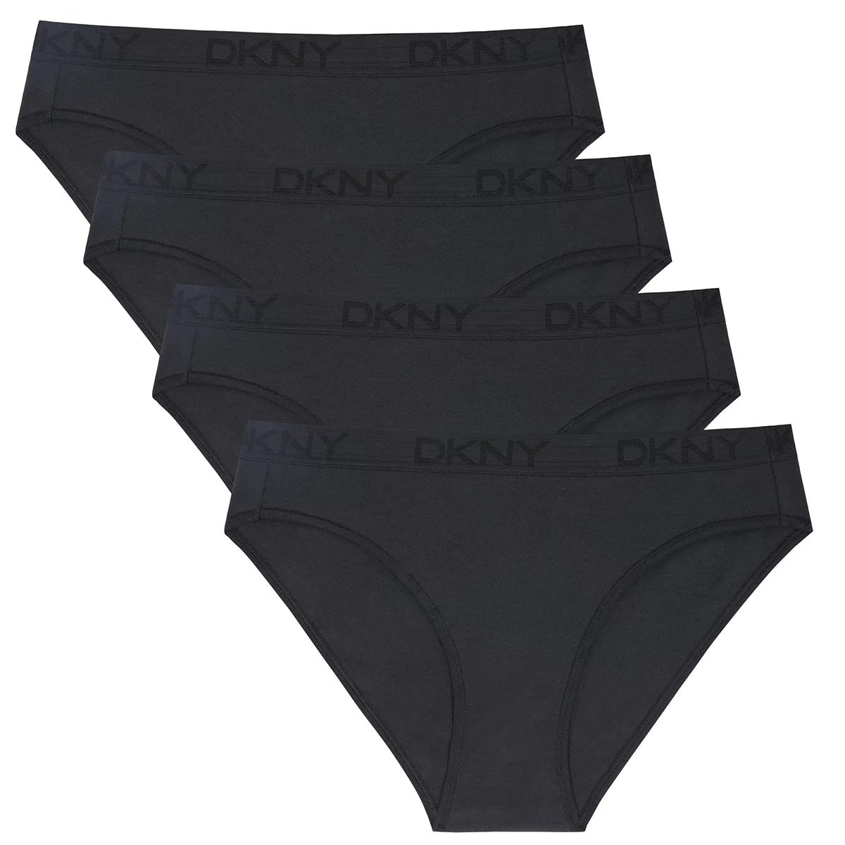 DKNY Women's Bikini Brief 4 Pack Black Medium Cotton Stretch Underwear
