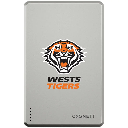 Cygnett NRL 5K Mag Power Bank Wests Tigers 5000mAh Magnetic Wireless CY5850