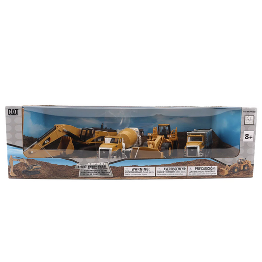 CAT Diecast Trucks 4 Pack Grey 1:64 Scale Construction Vehicle Set Kids Toy