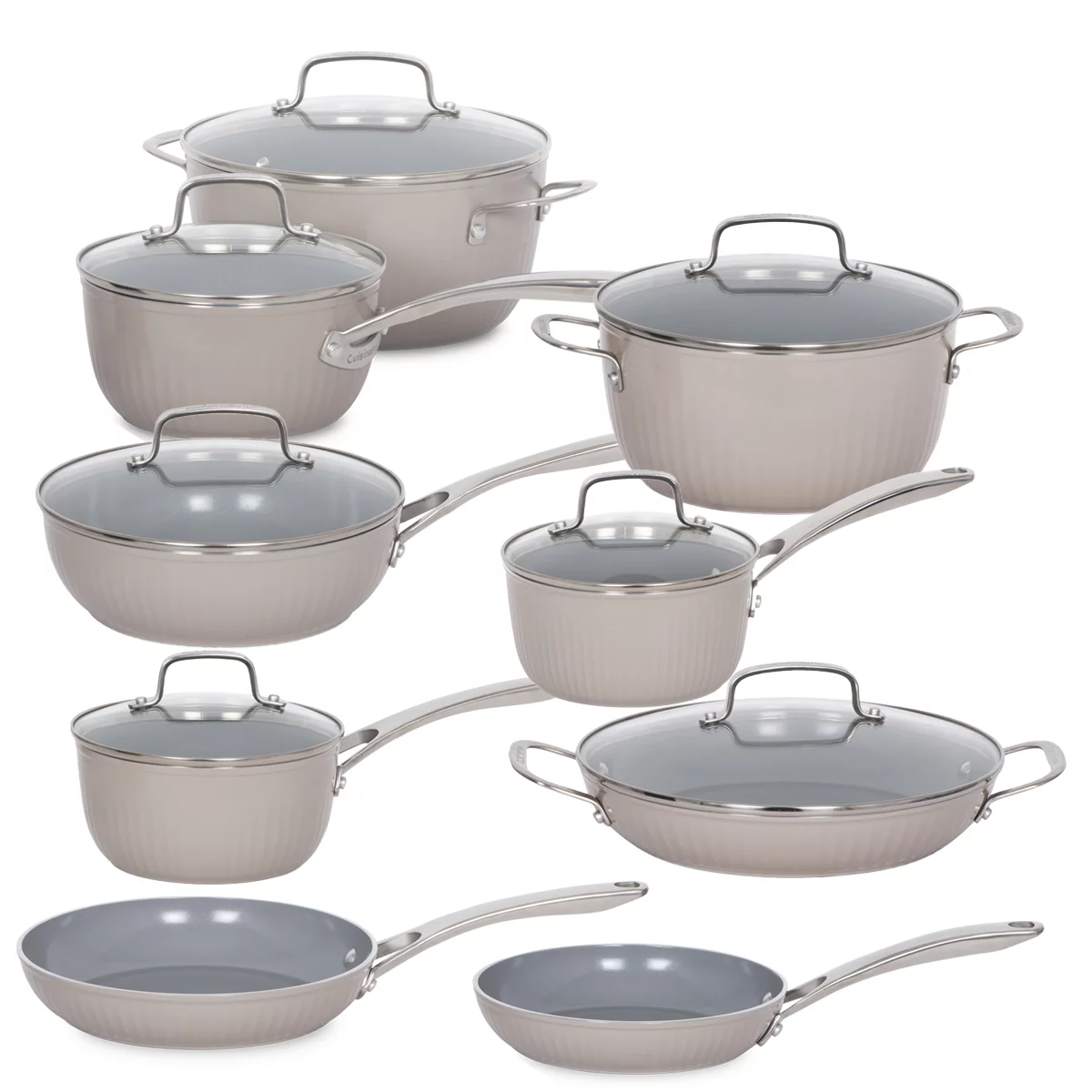 Cuisinart Non Stick Cookware 12 Piece Set Gray Induction Dishwasher Safe