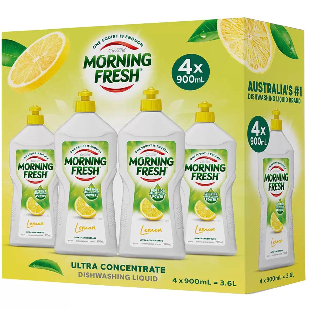 Morning Fresh Lemon Dishwashing Liquid 4 x 900mL Concentrated Cleaning Pack
