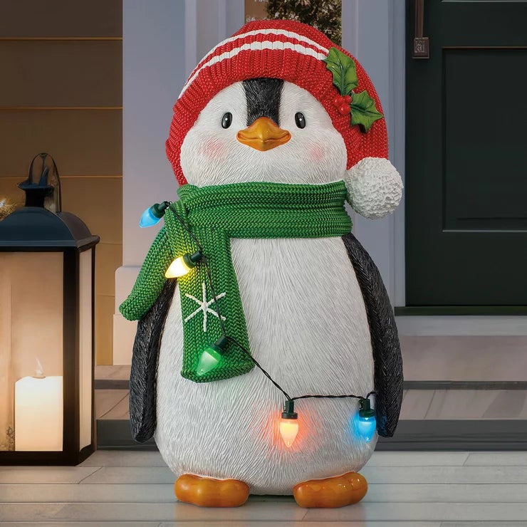 60.9cm Light Up Christmas Penguin Greeter 5 LED Lights Holiday Indoor Outdoor De