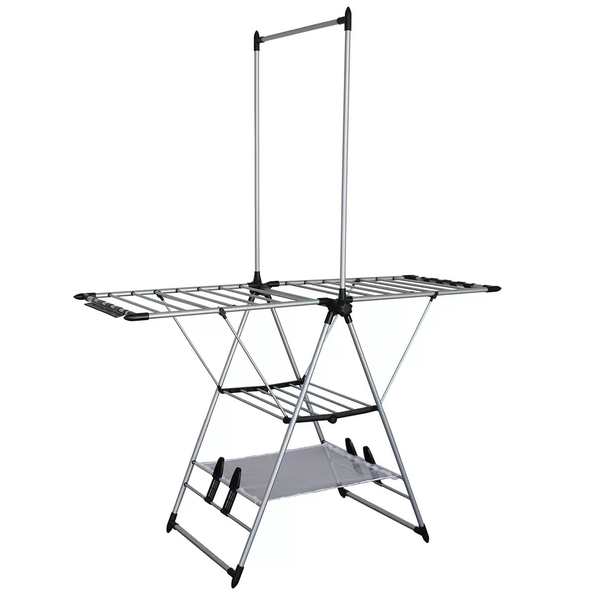 Mesa Gullwing Clothes Drying Rack Folding With Mesh Shelf Shoe Holders 12M Grey