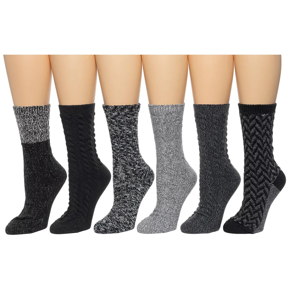 Bearpaw Womens Boot Socks 6 Pair Pack Dark Colours Cozy Everyday Winter Socks