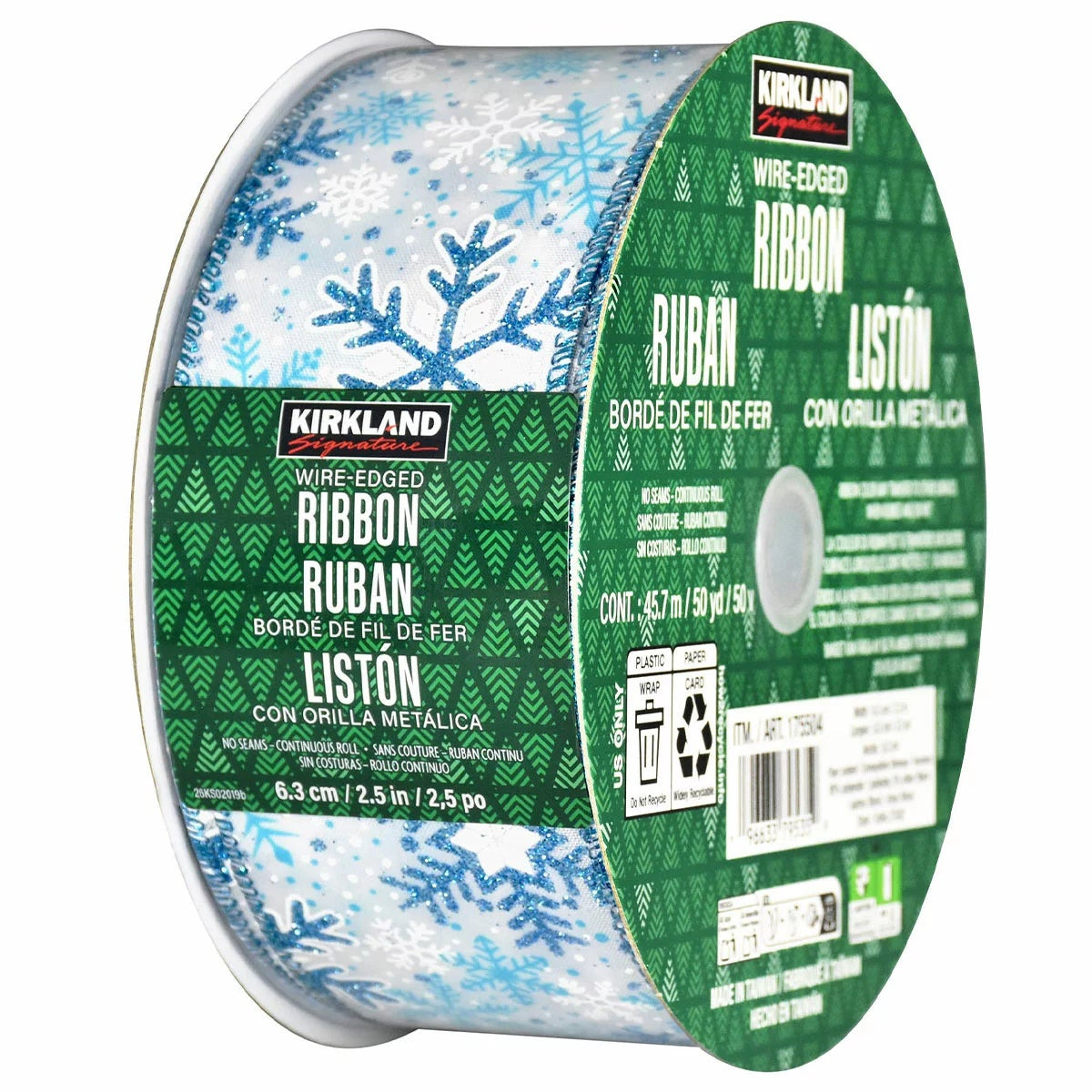 45.7M Wide Snowflake Christmas Ribbon Wire Edged Gift Wrap Holiday Decor