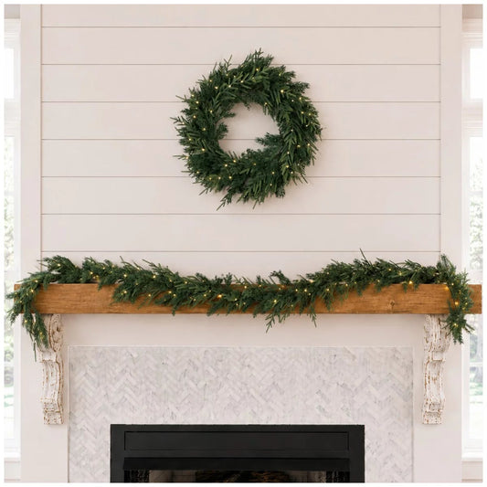 2.7M Christmas Garland With LED Lights Pre-Lit Norfolk Holiday Decor