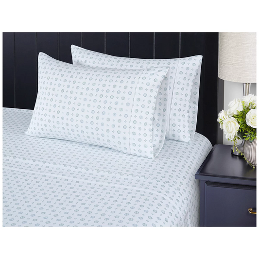 South Point Home Fashions Poly Flannel Sheet Set 6 Piece Queen Delf Medallion