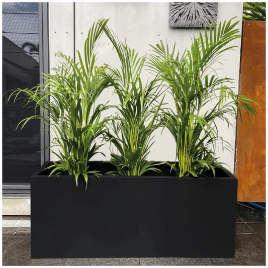Greenlife Designer Planter Box 1200x400x500mm Black Metal Garden Raised Bed Pot