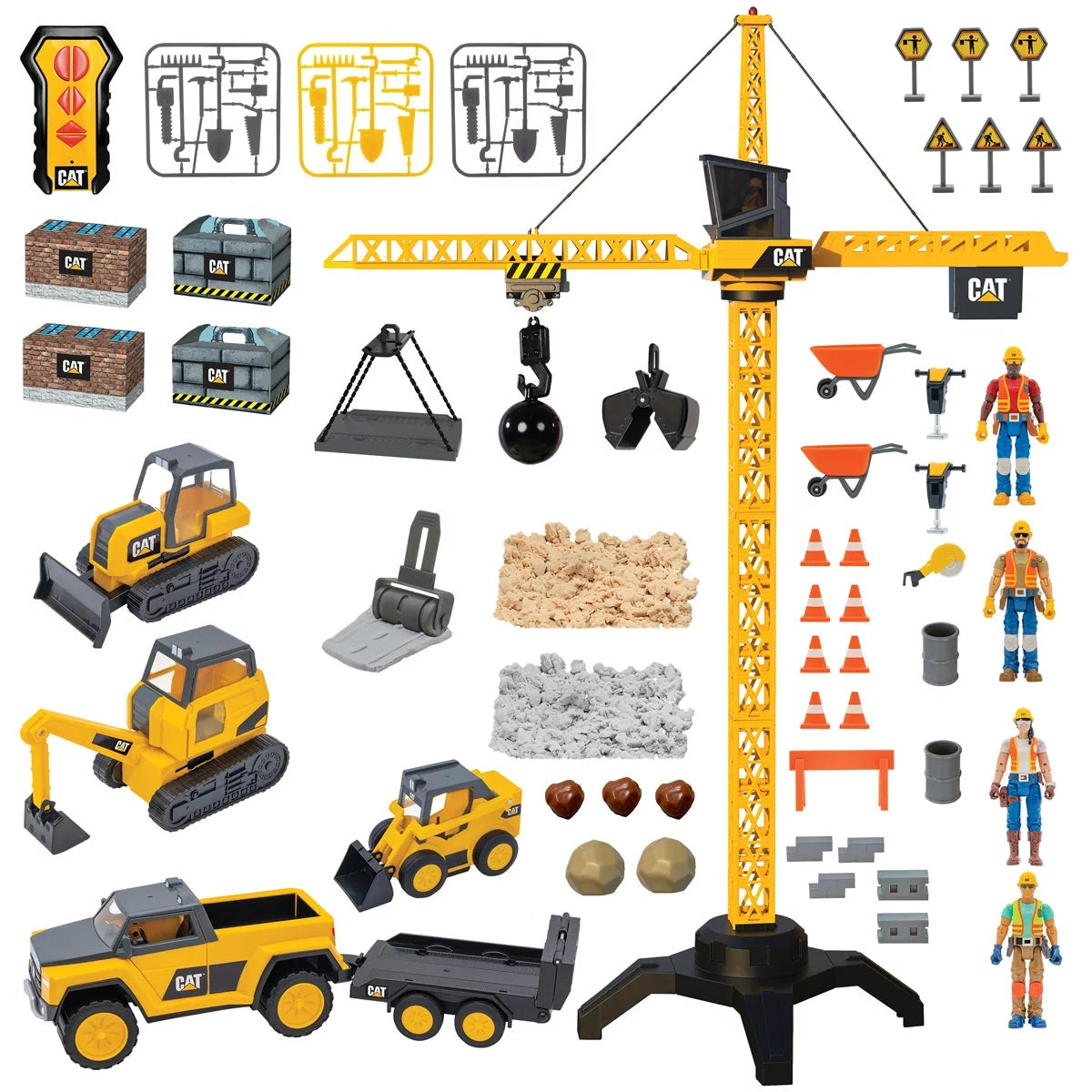 CAT Workforce Power Crane Remote Control Playset 56 Accessories Kids 5+