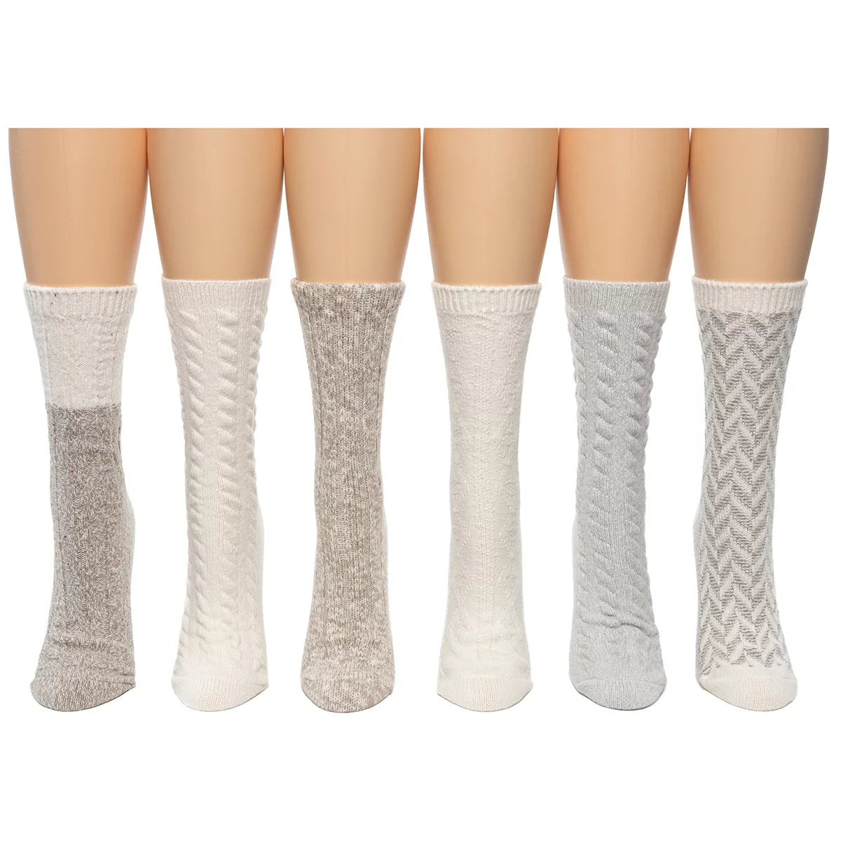Bearpaw Womens Boot Socks 6 Pair Pack Light Colours Cozy Everyday Winter Socks