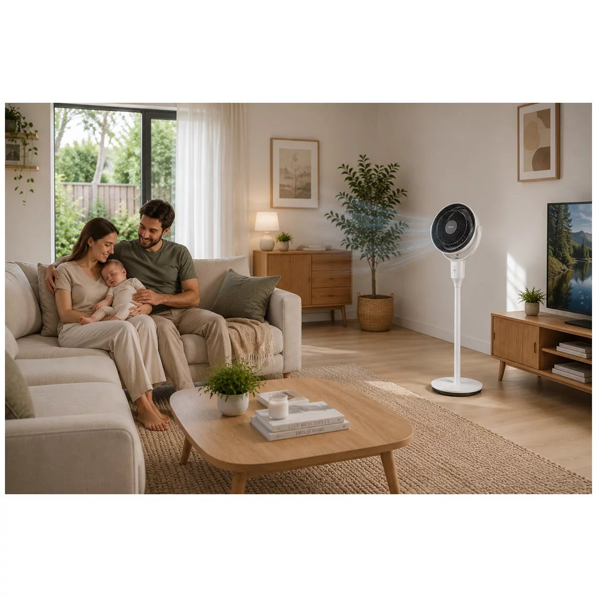 Midea Turbo Circulation Fan Remote 4 Speed Oscillating Adjustable Height White